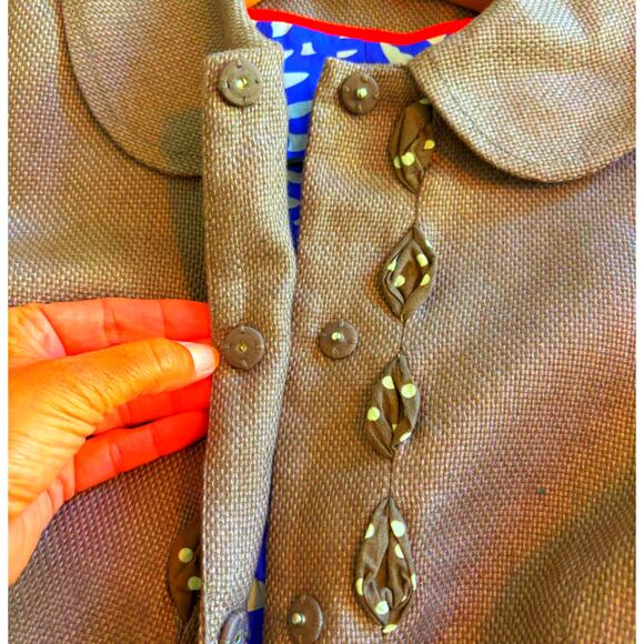 Boden Linen Blend Blazer, Size 4 Peter Pan Polka Dot - Picture 4 of 10